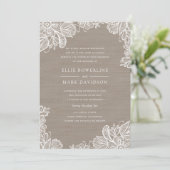 Burlap- en Lace Wedding-uitnodiging Kaart (Staand voorkant)