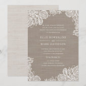 Burlap- en Lace Wedding-uitnodiging Kaart (Voorkant / Achterkant)