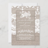 Burlap en Lace Wedding Uitnodiging, Rustic Wedding Kaart (Voorkant)
