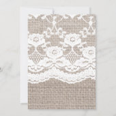Burlap en Lace Wedding Uitnodiging, Rustic Wedding Kaart (Achterkant)