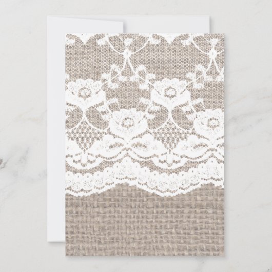 Burlap en Lace Wedding Uitnodiging, Rustic Wedding Kaart (Achterkant)