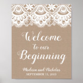 Burlap en Lace Welkom bij ons beginteken Poster (Voorkant)