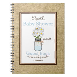 Burlap en Mason Jar Baby shower Guest Book - Notitieboek