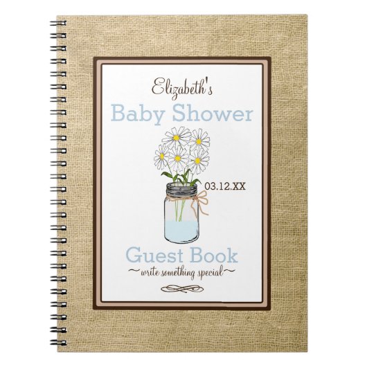 Burlap en Mason Jar Baby shower Guest Book - Notitieboek (Voorkant)