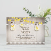Burlap en Mason Jars Bruids Douche Uitnodigingen (Staand voorkant)