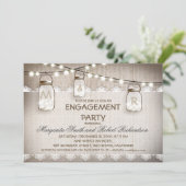 Burlap en Mason Jars verlovingsfeest uitnodigingen (Staand voorkant)