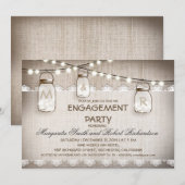 Burlap en Mason Jars verlovingsfeest uitnodigingen (Voorkant / Achterkant)