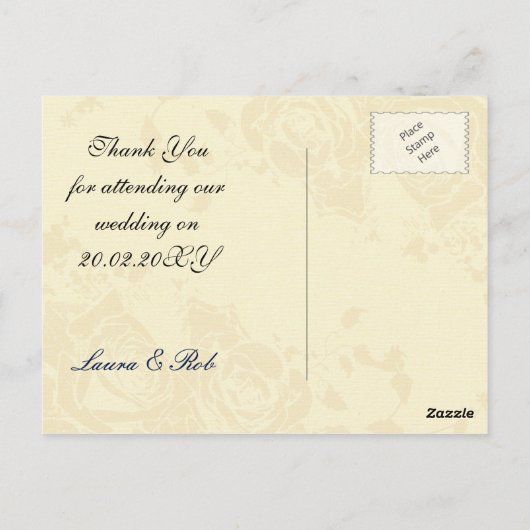 Burlap en Navy Blue roos Mason Jar Dank u Briefkaart (Achterkant)