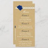 Burlap en Navy Blue roos Mason Jar Wedding Menu (Voorkant / Achterkant)