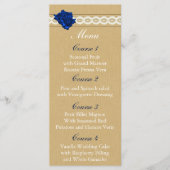 Burlap en Navy Blue roos Mason Jar Wedding Menu (Voorkant)