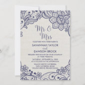 Burlap en Navy Lace | Floral Mr. en Mrs Wedding Kaart (Voorkant)