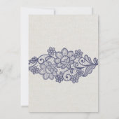 Burlap en Navy Lace | Floral Mr. en Mrs Wedding Kaart (Achterkant)