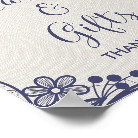 Burlap en Navy Lace | Kaarten en cadeaubonzen Poster (Hoek)
