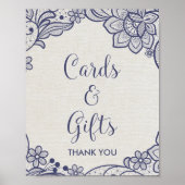Burlap en Navy Lace | Kaarten en cadeaubonzen Poster (Voorkant)