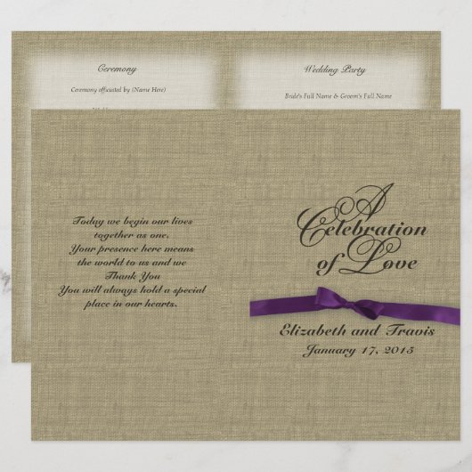 Burlap- en Paarse weddenschappen (Voorkant / Achterkant)