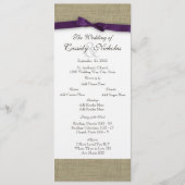 Burlap- en Paarse weddenschappen Programmakaart (Voorkant)