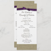 Burlap- en Paarse weddenschappen Programmakaart (Voorkant / Achterkant)