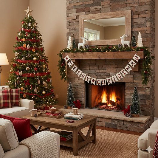 Burlap en plaid-kerst vlaggetjes