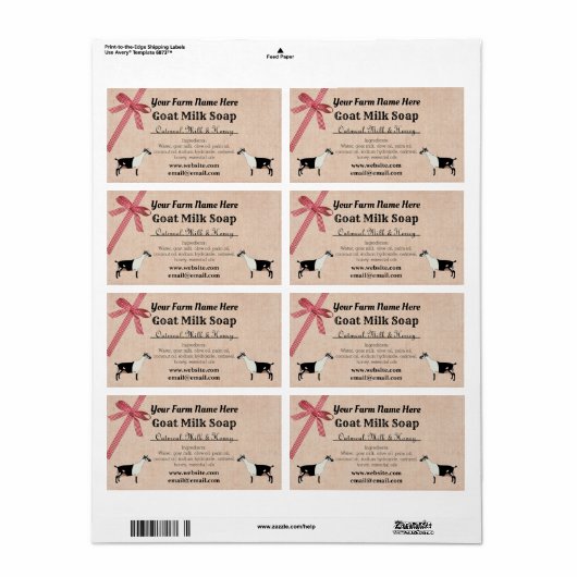 Burlap en Pset Goat Milk Soap Label - Alpine (Full Sheet)