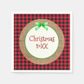 Burlap en Red Buffalo met kerstmis Servet (Voorkant)