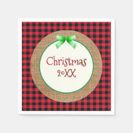 Burlap en Red Buffalo met kerstmis Servet