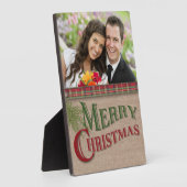Burlap en Red Pset met kerstfoto Plaque Fotoplaat (Zijkant)