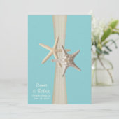 Burlap en Starfish Aqua Beach bruiloft Kaart (Staand voorkant)