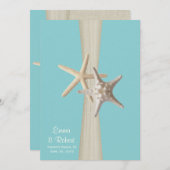 Burlap en Starfish Aqua Beach bruiloft Kaart (Voorkant / Achterkant)