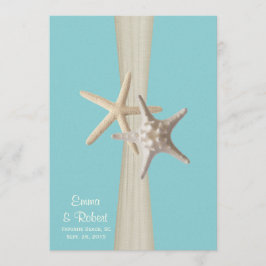 Burlap en Starfish Aqua Beach bruiloft Kaart