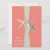 Burlap en Starfish Shell Coral Beach Wedding Kaart (Voorkant)