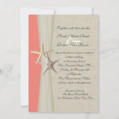 Burlap en Starfish Shell Coral Beach Wedding Kaart (Achterkant)
