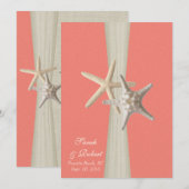 Burlap en Starfish Shell Coral Beach Wedding Kaart (Voorkant / Achterkant)
