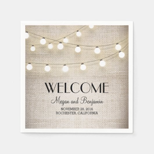 Burlap en String Lights Rustiek Land Servet (Voorkant)