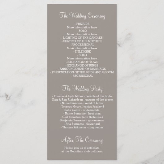 Burlap en String Lights Rustieke Trouwprogramma's Programmakaart (Achterkant)