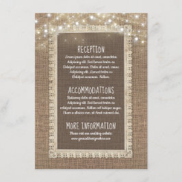 Burlap en String Lights Trouwinformatie Gast Informatiekaartje