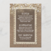 Burlap en String Lights Trouwinformatie Gast Informatiekaartje (Voorkant)