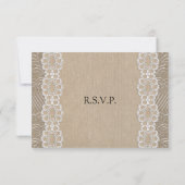 Burlap en Vintage Lace Shabby Chic Wedding RSVP (Achterkant)