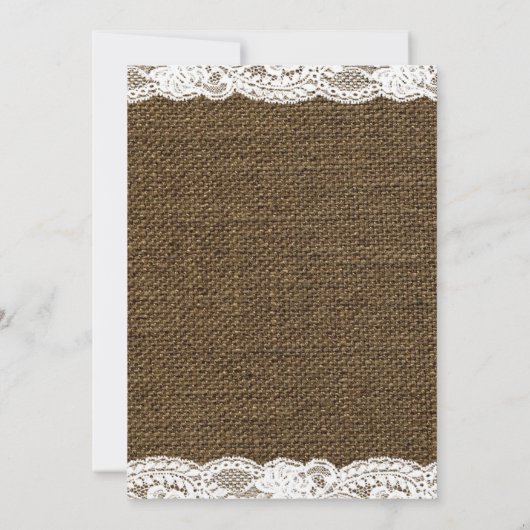 Burlap en White Lace bruiloft Kaart (Achterkant)