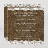Burlap en White Lace bruiloft Kaart (Voorkant / Achterkant)