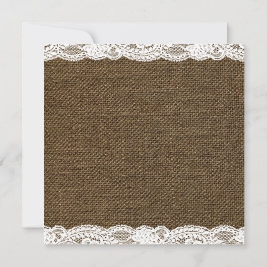 Burlap en White Lace bruiloft Kaart (Achterkant)