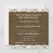 Burlap en White Lace bruiloft Kaart (Voorkant)