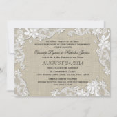  Burlap en White Lace Wedding Kaart (Voorkant)