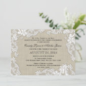  Burlap en White Lace Wedding Kaart (Staand voorkant)