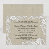  Burlap en White Lace Wedding Kaart (Voorkant / Achterkant)