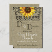 Burlap en zonnebloem Diner en Dans Kaart (Voorkant / Achterkant)