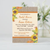 Burlap en Zonnebloemen Bruids Douche Uitnodiging (Staand voorkant)