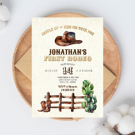 Burlap Faux Gold Cowboy Eerste Rodeo Kaart