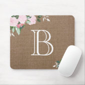 Burlap Floral Blooms Monogram Muismat (Met muis)