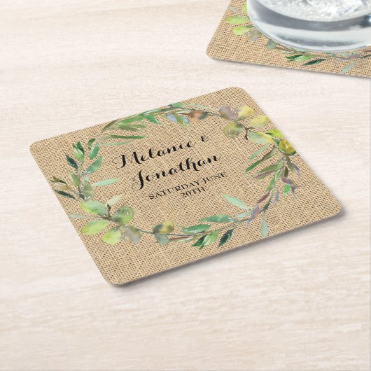 Burlap Floral Chalkboard Onderzetter Mat Wedding P (Schuin)