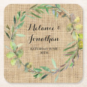 Burlap Floral Chalkboard Onderzetter Mat Wedding P (Voorkant)